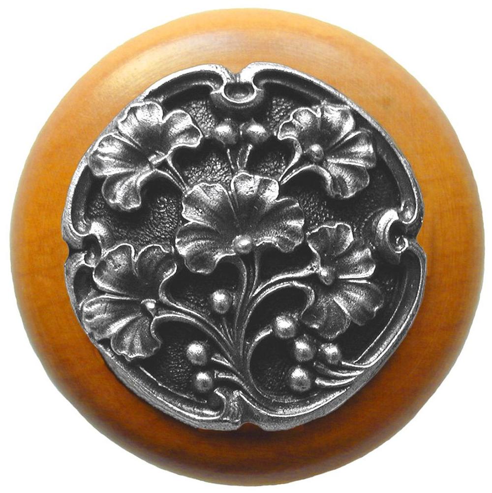 Notting Hill Ginkgo  Berry Wood Knob in Antique Pewter/Maple wood finish