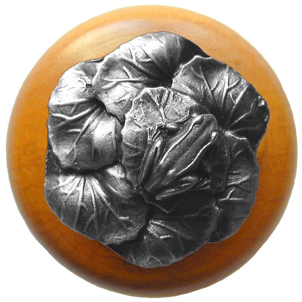 Notting Hill Leap Frog Wood Knob in Antique Pewter/Maple wood finish