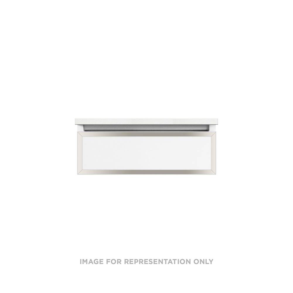 Robern Profiles Framed Vanity, 24'' x 7-1/2'' x 18'', Matte Gray, Polished Nickel Frame, Tip Out Drawer, Selectable Night Light