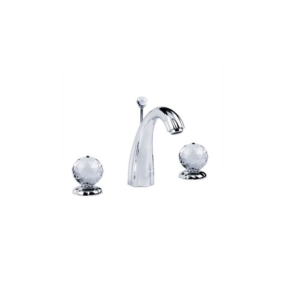 Rohl Florale Widespread Lavatory Faucet In Gold With Clear Glass Handles