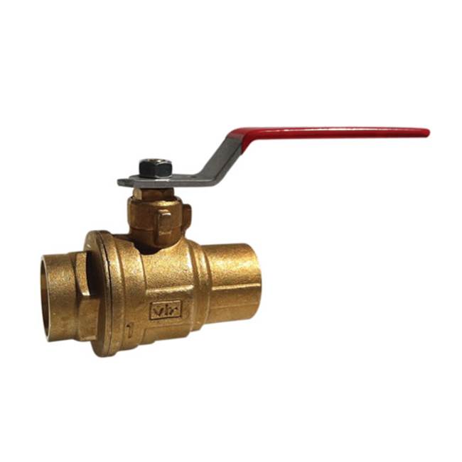 Red-White Valve 2-1/2 IN 150# WSP/600# WOG Brass Body,  Sweat Ends,  Chrome-Plated Ball,  PTFE Seats