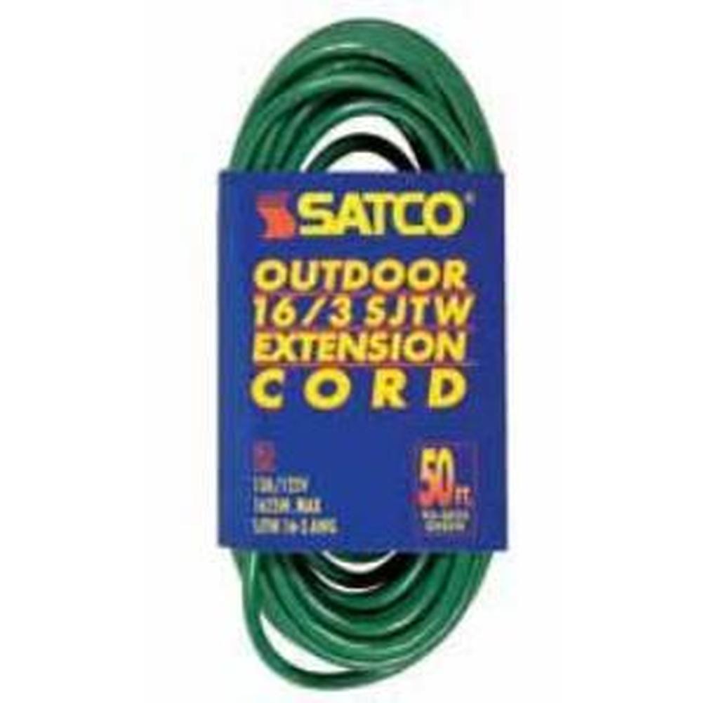 Satco 50 ft 16/3 Sjtw Green Extension
