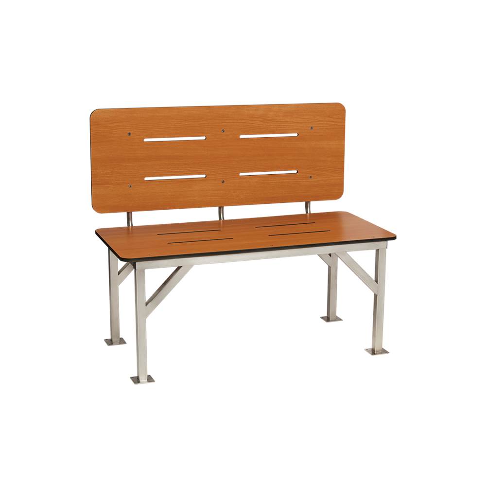 Seachrome 48'' x 24'' Stationary Bench Seat w/ Backrest Teak Phenolic