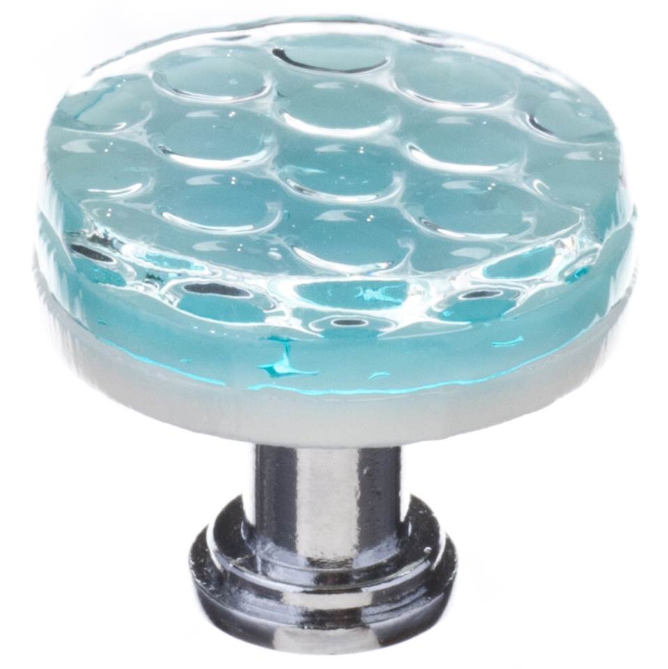 Sietto Honeycomb Light Aqua Round Knob With Satin Nickel Base