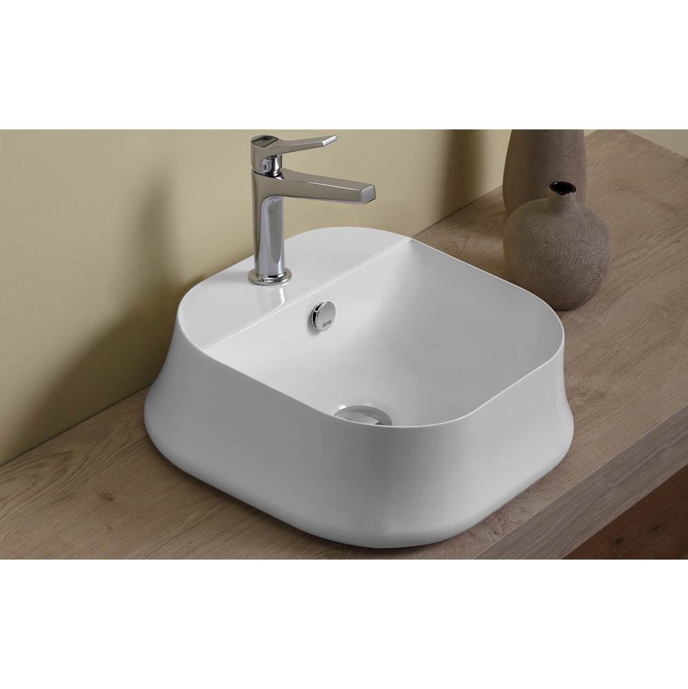 Simas US Single hole square countertop washbasin - 420x420x160mm