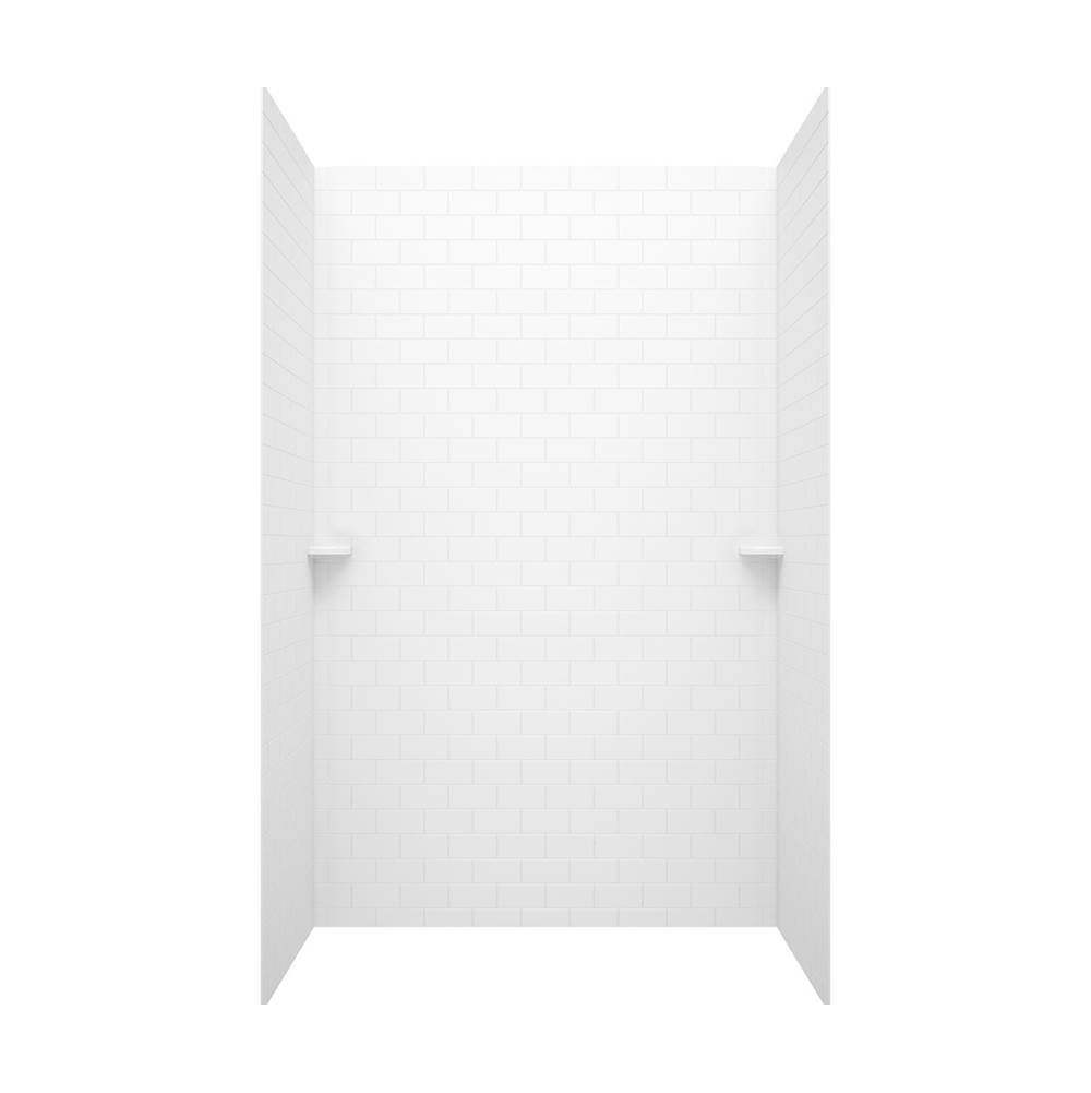 Swan STMK96-3662 36 x 62 x 96 Swanstone® Classic Subway Tile Glue up Shower Wall Kit in White
