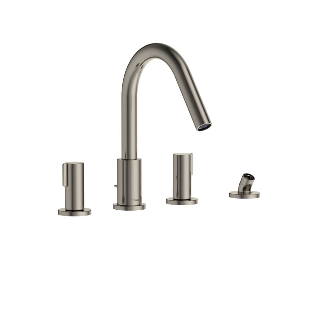 TOTO GF Two-Handle Deck-Mount Roman Tub Filler Trim with Handshower, Polished Nickel