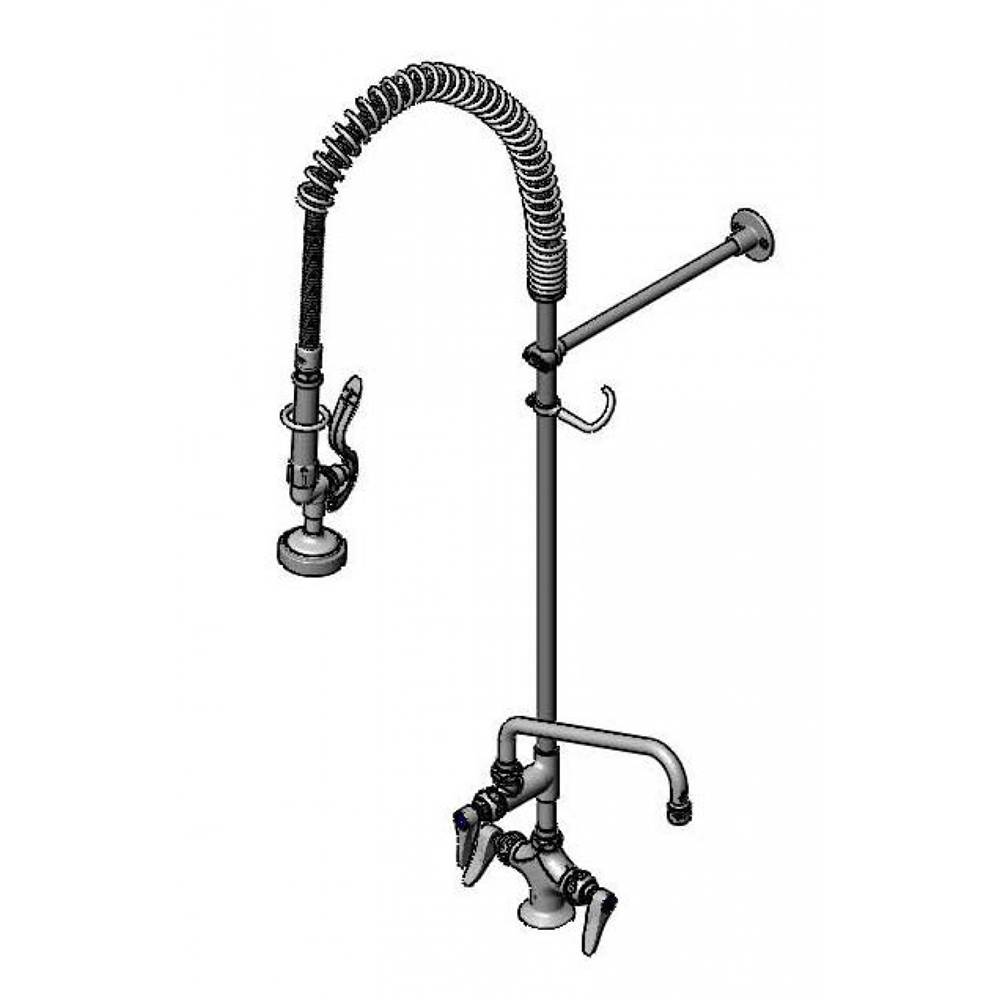 T&S Brass Pre-Rinse, Single Hole Deck Mount, Supply Hoses & Stops, 10'' Add-On-Fct, 36'' Hose & Brush and 12'' Wall Bracket