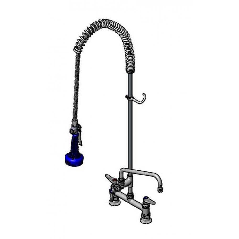 T&S Brass EasyInstall Pre-Rinse, Spring Action, 8'' Deck Mount Base, 10'' Add-On Faucet, B-0108-C Low Flow Spray Valve