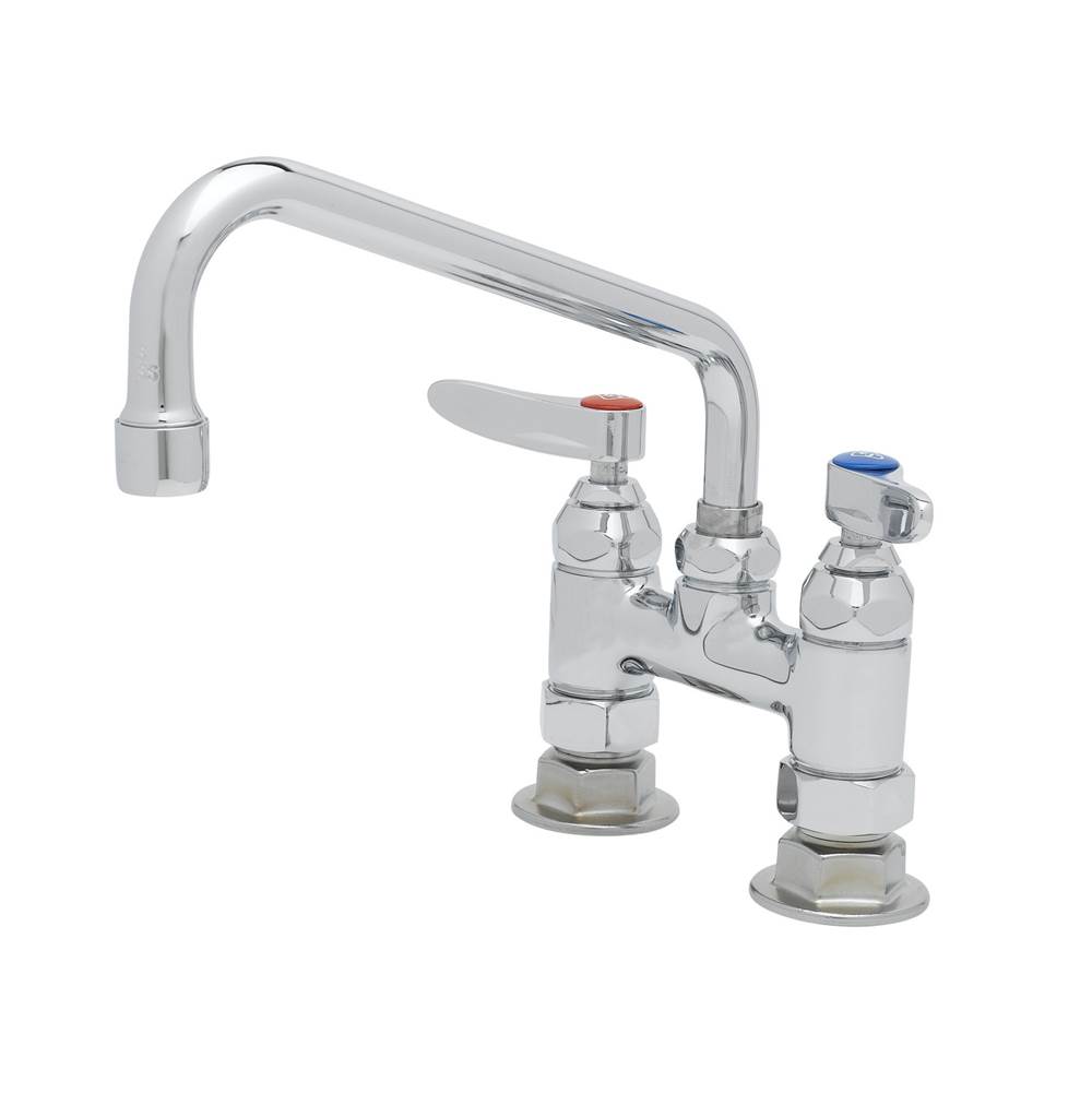 T&S Brass Double Pantry Faucet, Deck Mount, 4'' Centers, 8'' Swing Nozzle (060X)