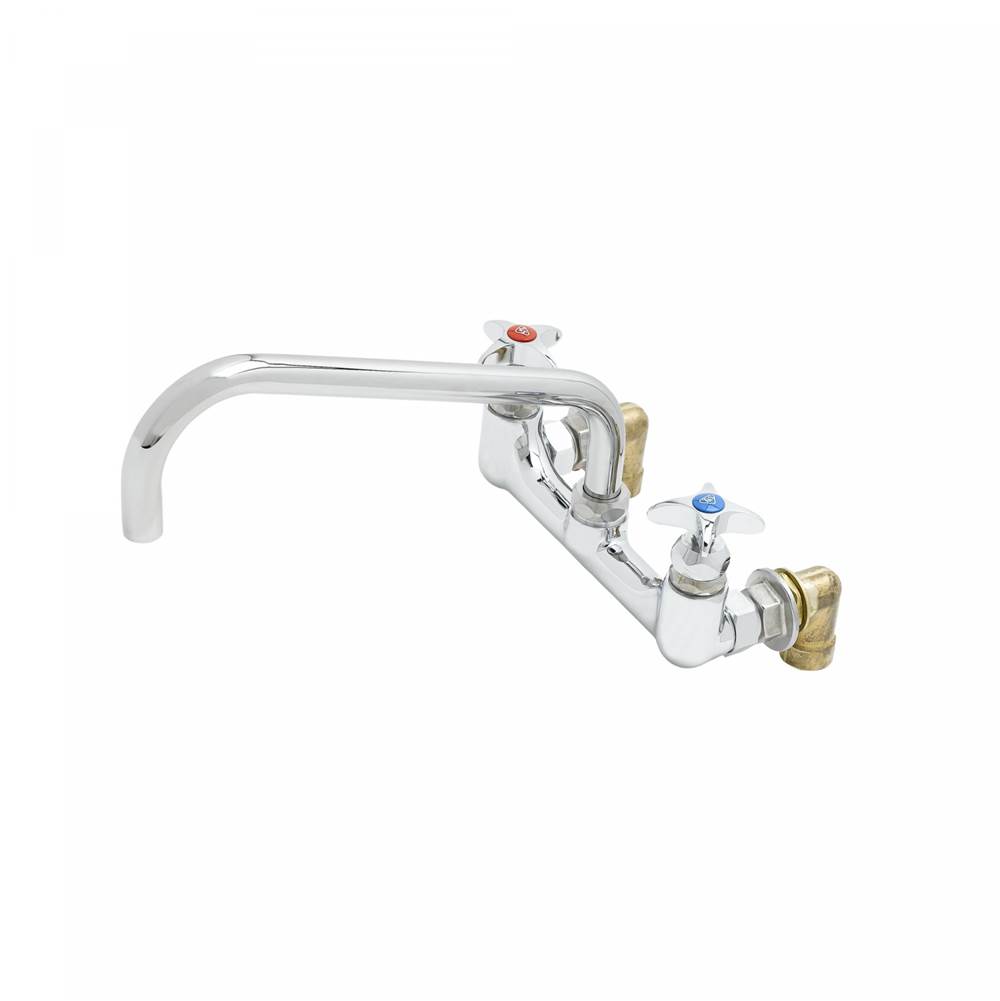 T&S Brass Big-Flo Mixing Faucet, 8'' Wall Mount, 12'' Swing Nozzle, 00LL Inlet Elbows
