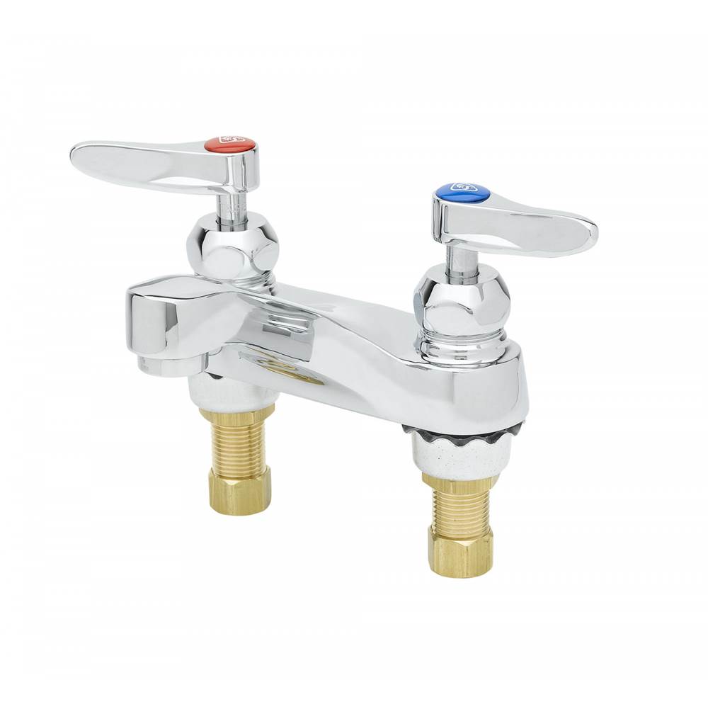 T&S Brass Lavatory Faucet, 4'' Deck Mount, 0.5 GPM VR Spray Device, Lever Handles & VR Screws
