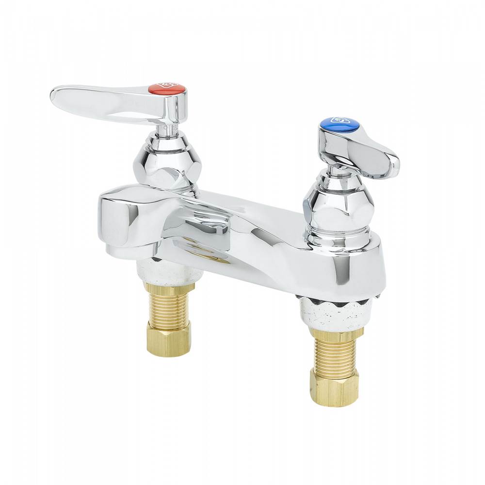 T&S Brass Lavatory Faucet, Deck Mount, 4'' Centers, 0.5 GPM VR Spray Device, 1/2'' NPSM Male Shanks
