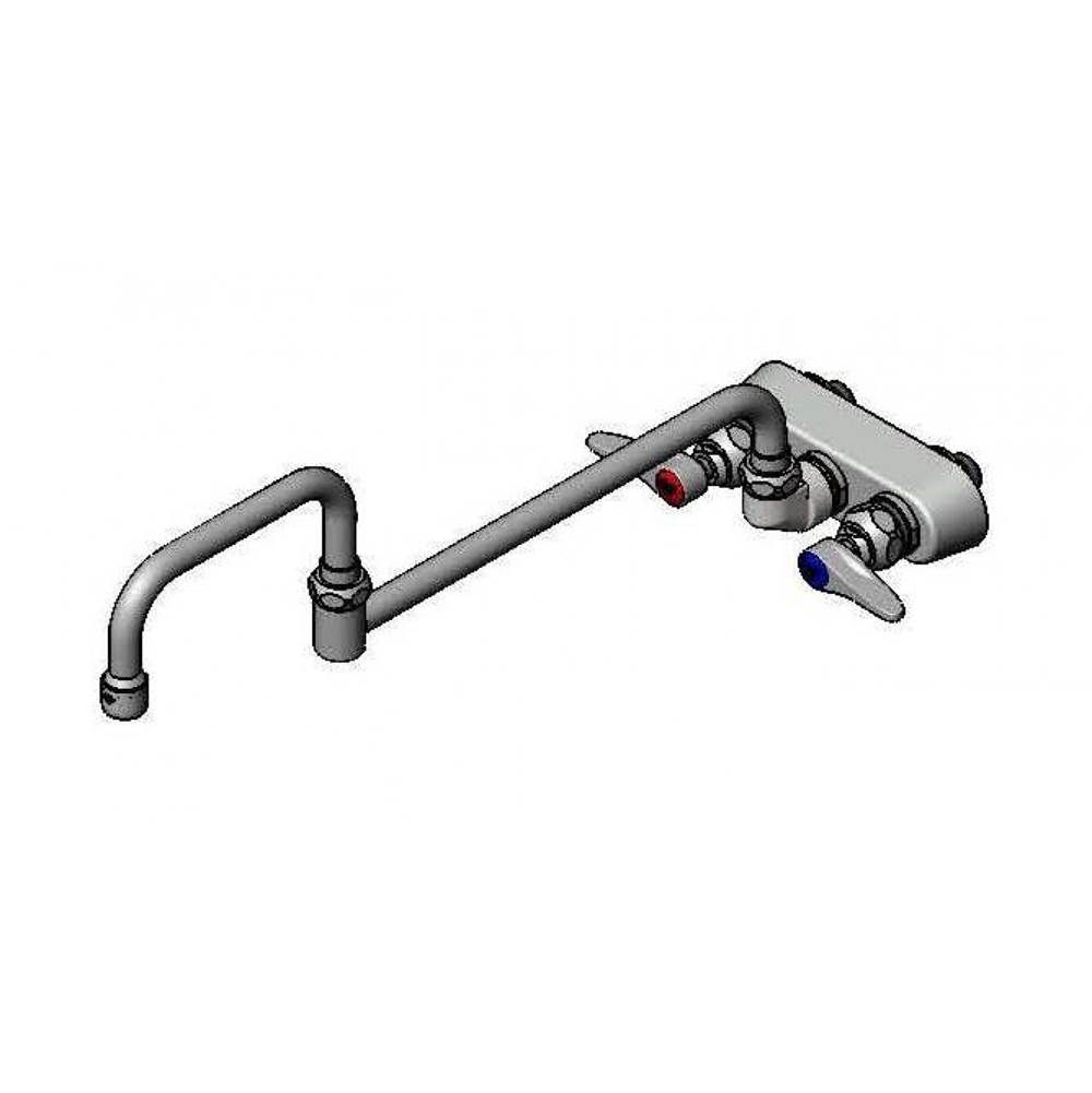 T&S Brass Workboard Faucet, Wall Mount, 3-1/2'' Centers, 18'' Double Joint Nozzle, Lever Handles