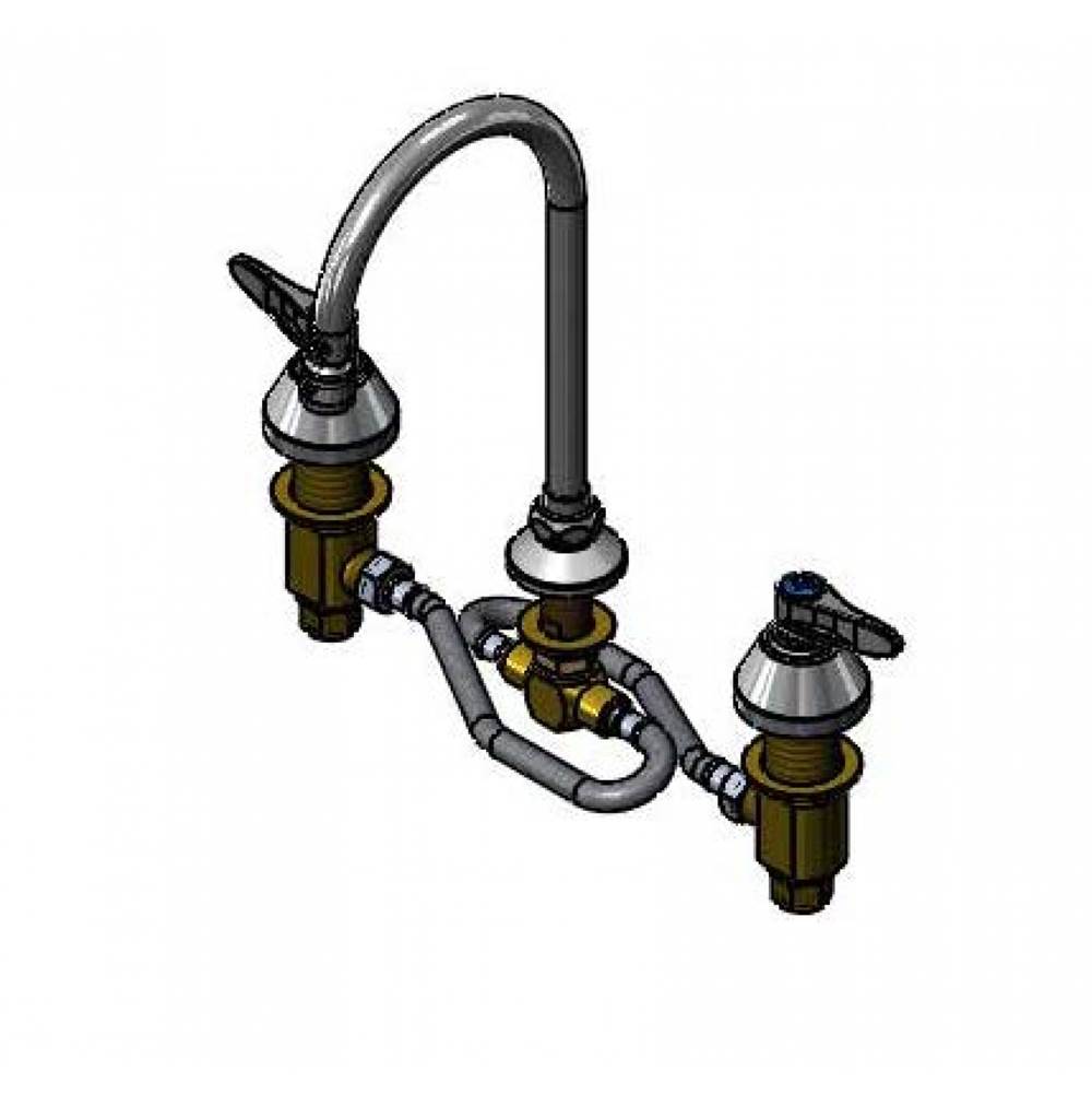 T&S Brass Medical Faucet, 12'' Flex Lines, Ceramas, Swivel/Rigid GN, 2.2 GPM Aerator, Lever Handles