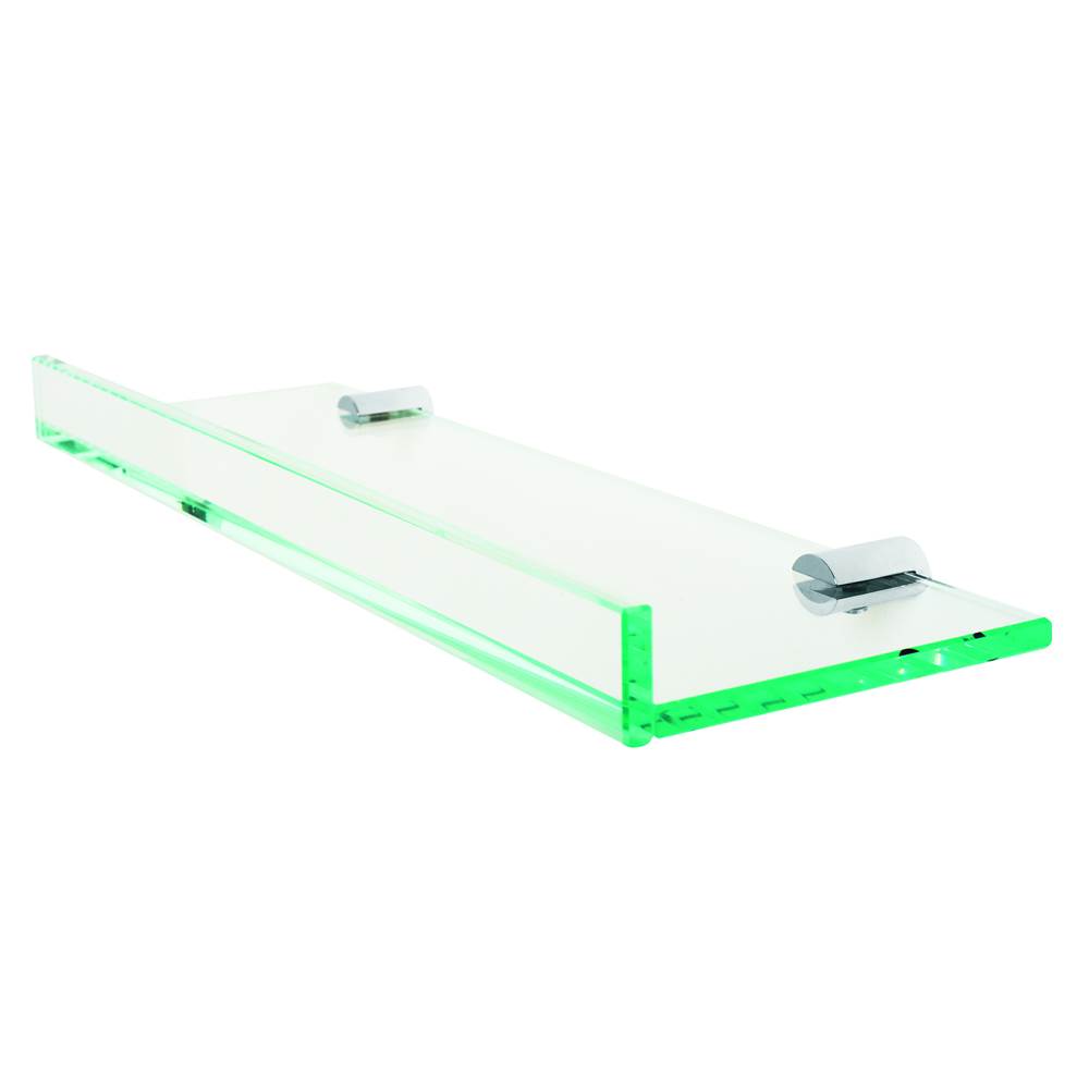 Valsan Archis Chrome Glass Shelf W/Front Lip And Round Back Plate - 23 5/8'' X 4 7/8'' X 1 3/8''