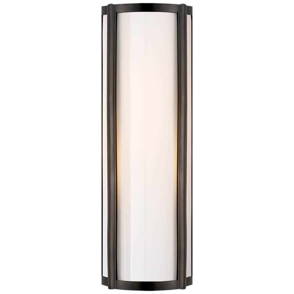 Visual Comfort Signature Collection Basil Small Linear Sconce in Gun Metal with White Glass