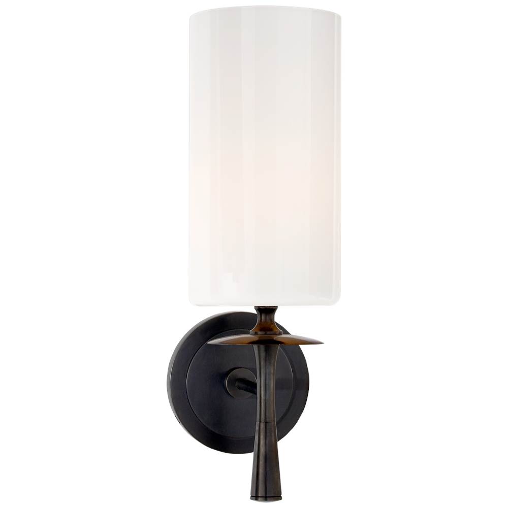 Visual Comfort Signature Collection Drunmore Single Sconce in Bronze with White Glass Shade
