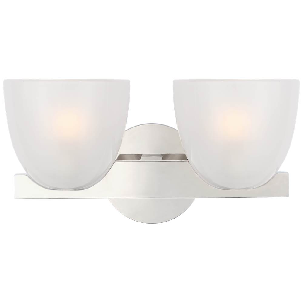 Visual Comfort Signature Collection Carola Double Sconce in Polished Nickel with Frosted Glass