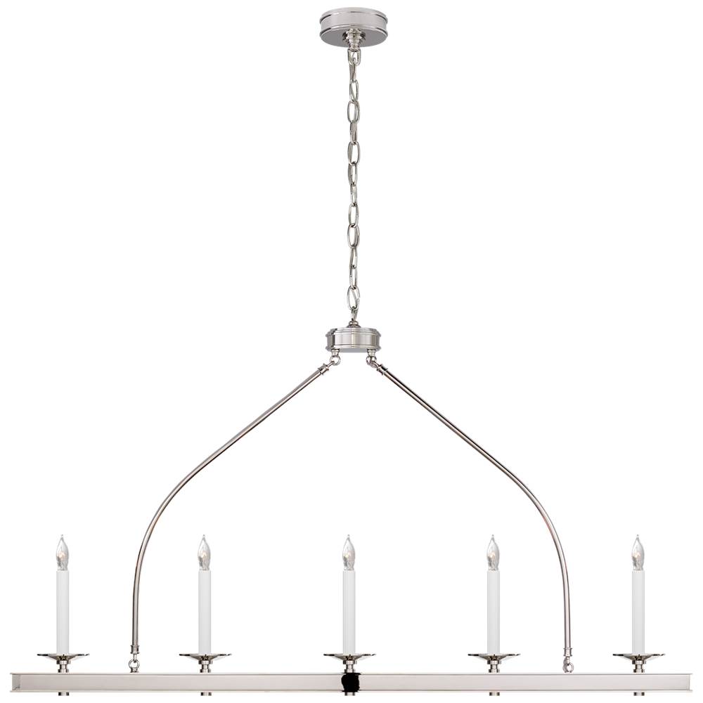 Visual Comfort Signature Collection Launceton Large Linear Pendant in Polished Nickel