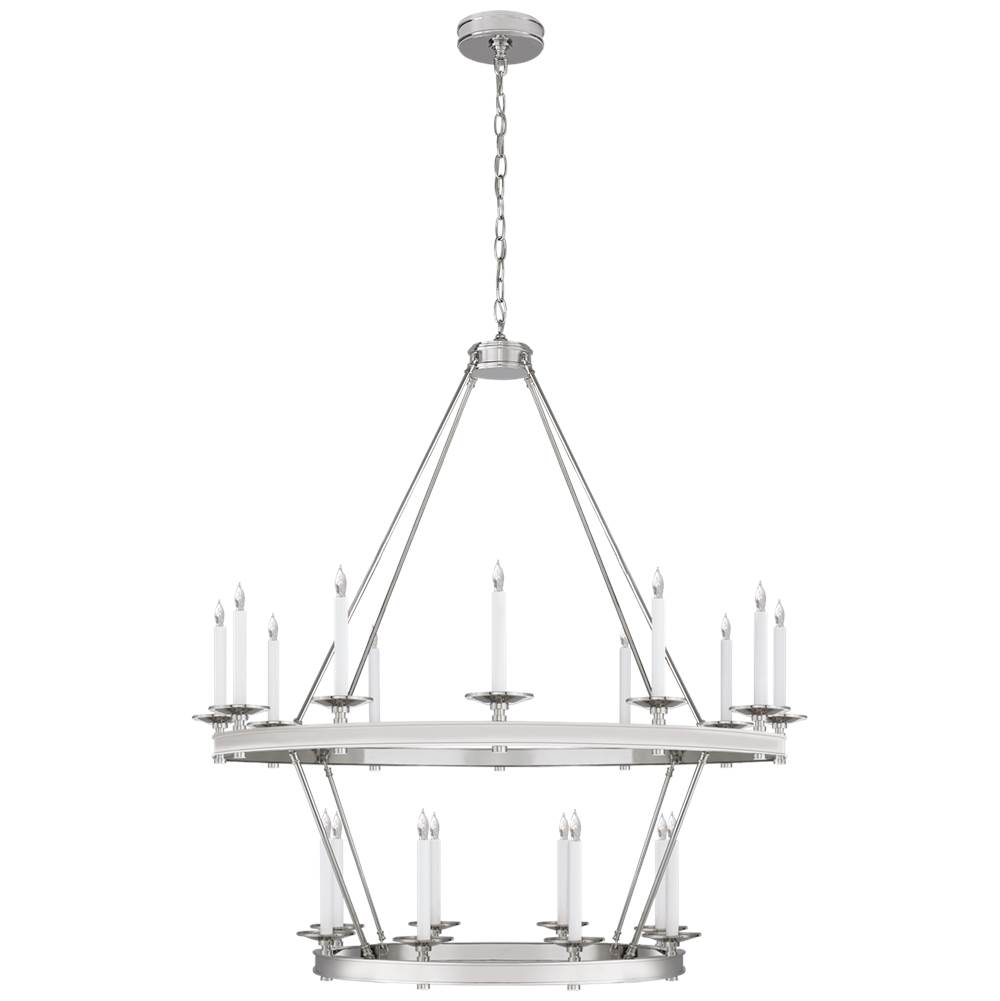 Visual Comfort Signature Collection Launceton Large Two Tiered Chandelier in Polished Nickel