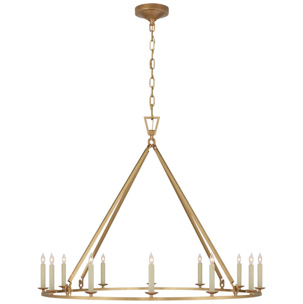 Visual Comfort Signature Collection Darlana Large Single Ring Chandelier in Antique-Burnished Brass