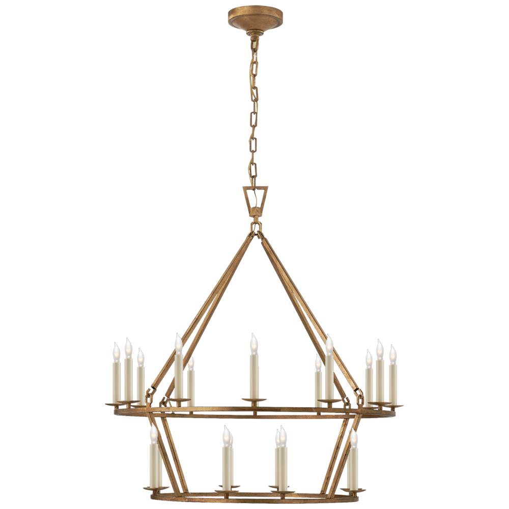 Visual Comfort Signature Collection Darlana Medium Two-Tier Chandelier in Gilded Iron