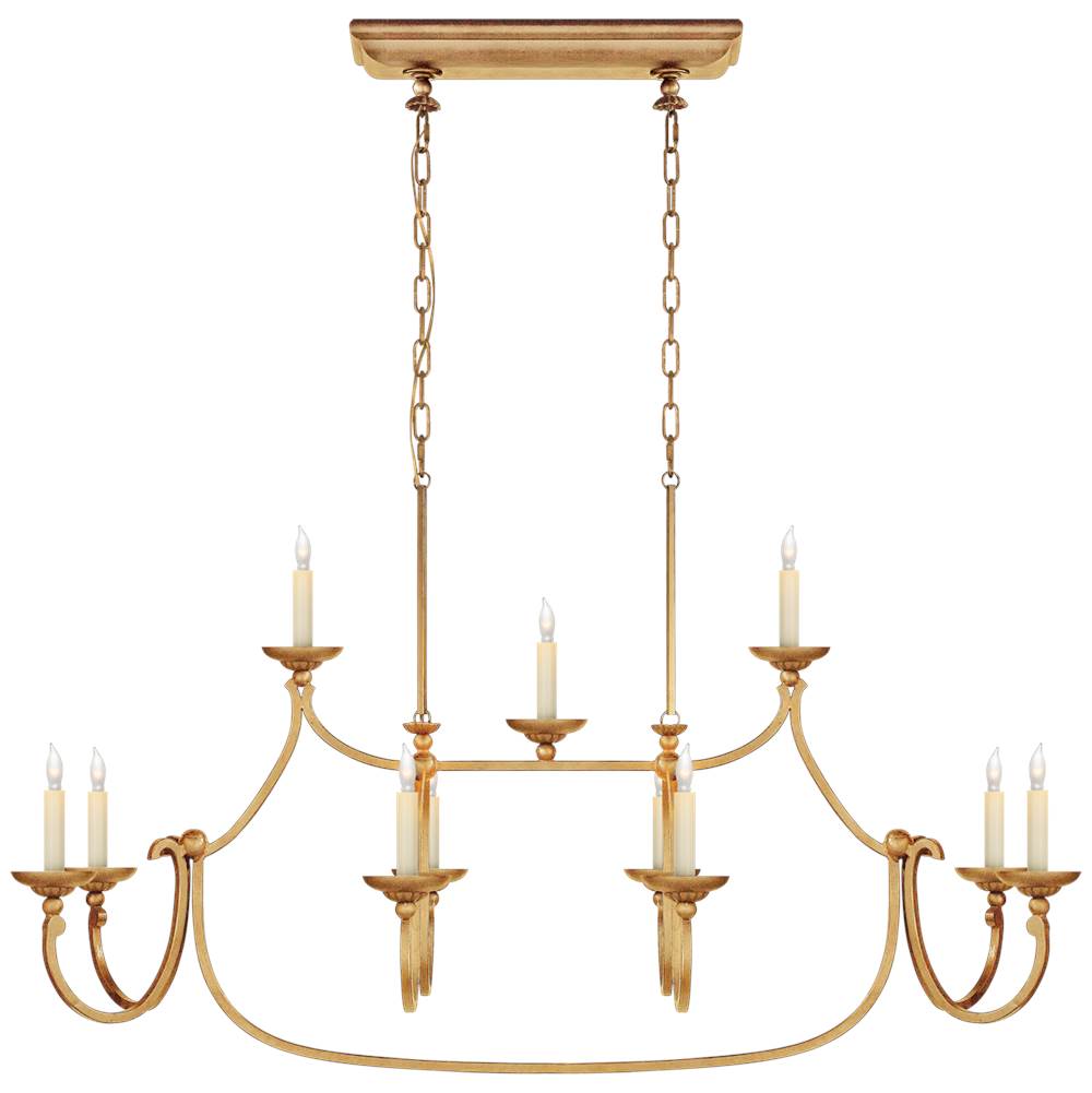 Visual Comfort Signature Collection Flemish Large Linear Pendant in Gilded Iron