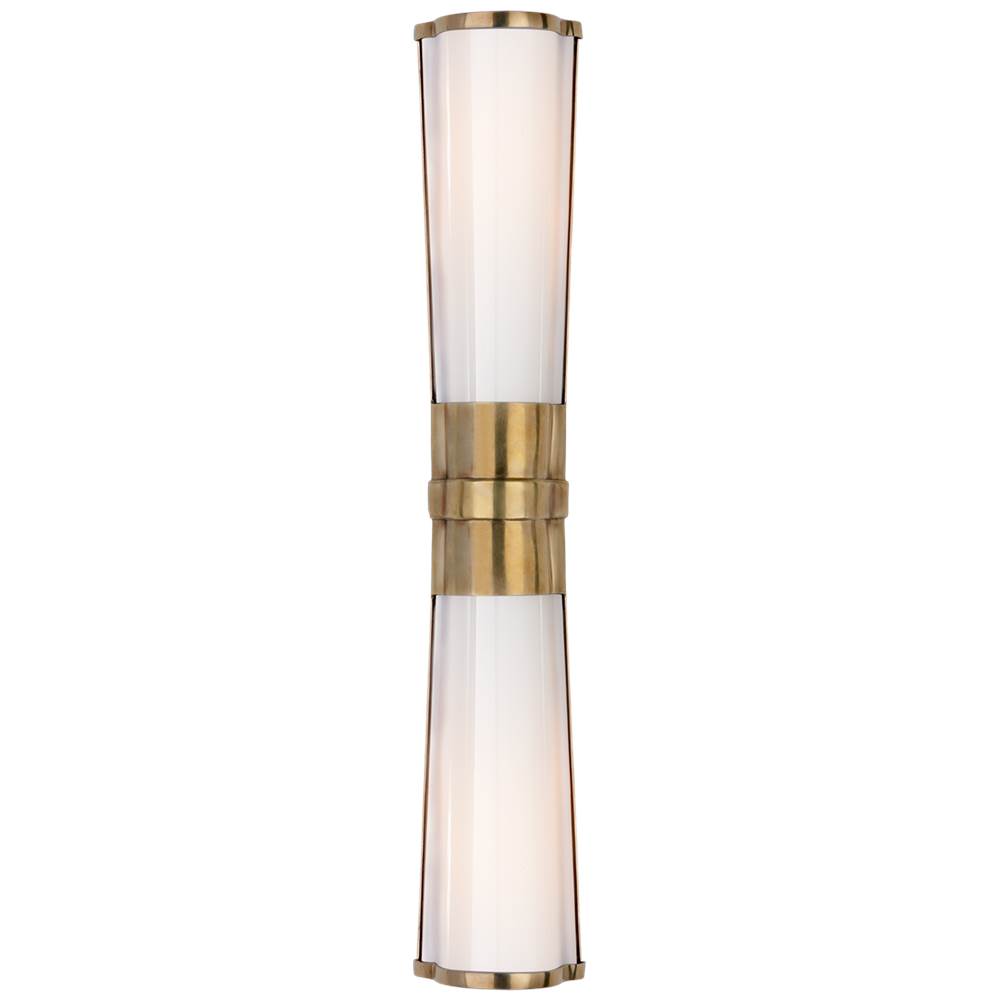 Visual Comfort Signature Collection Carew Linear Sconce in Antique-Burnished Brass with White Glass