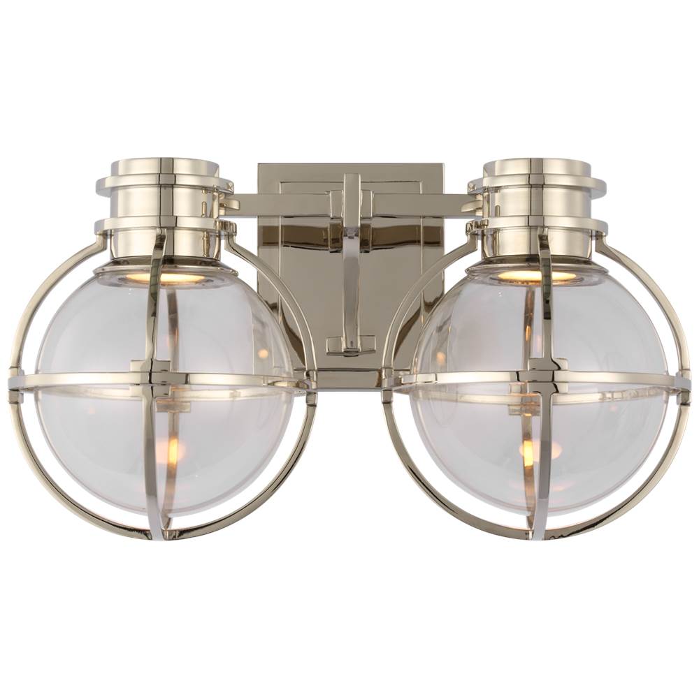 Visual Comfort Signature Collection Gracie Double Sconce in Polished Nickel with Clear Glass
