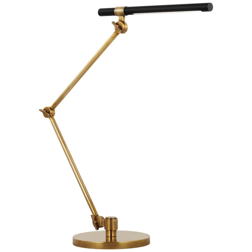 Visual Comfort Signature Collection Heron Large Desk Lamp in Hand-Rubbed Antique Brass and Matte Black