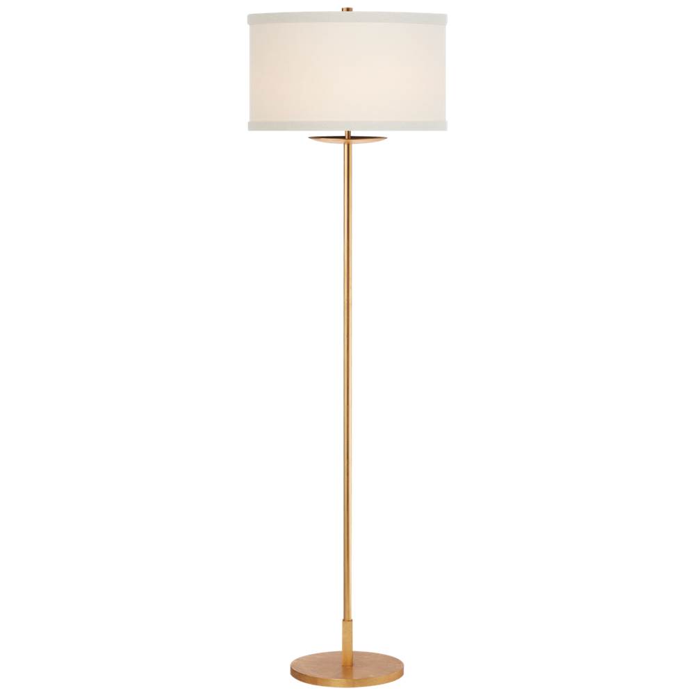 Visual Comfort Signature Collection Walker Medium Floor Lamp in Gild with Cream Linen Shade
