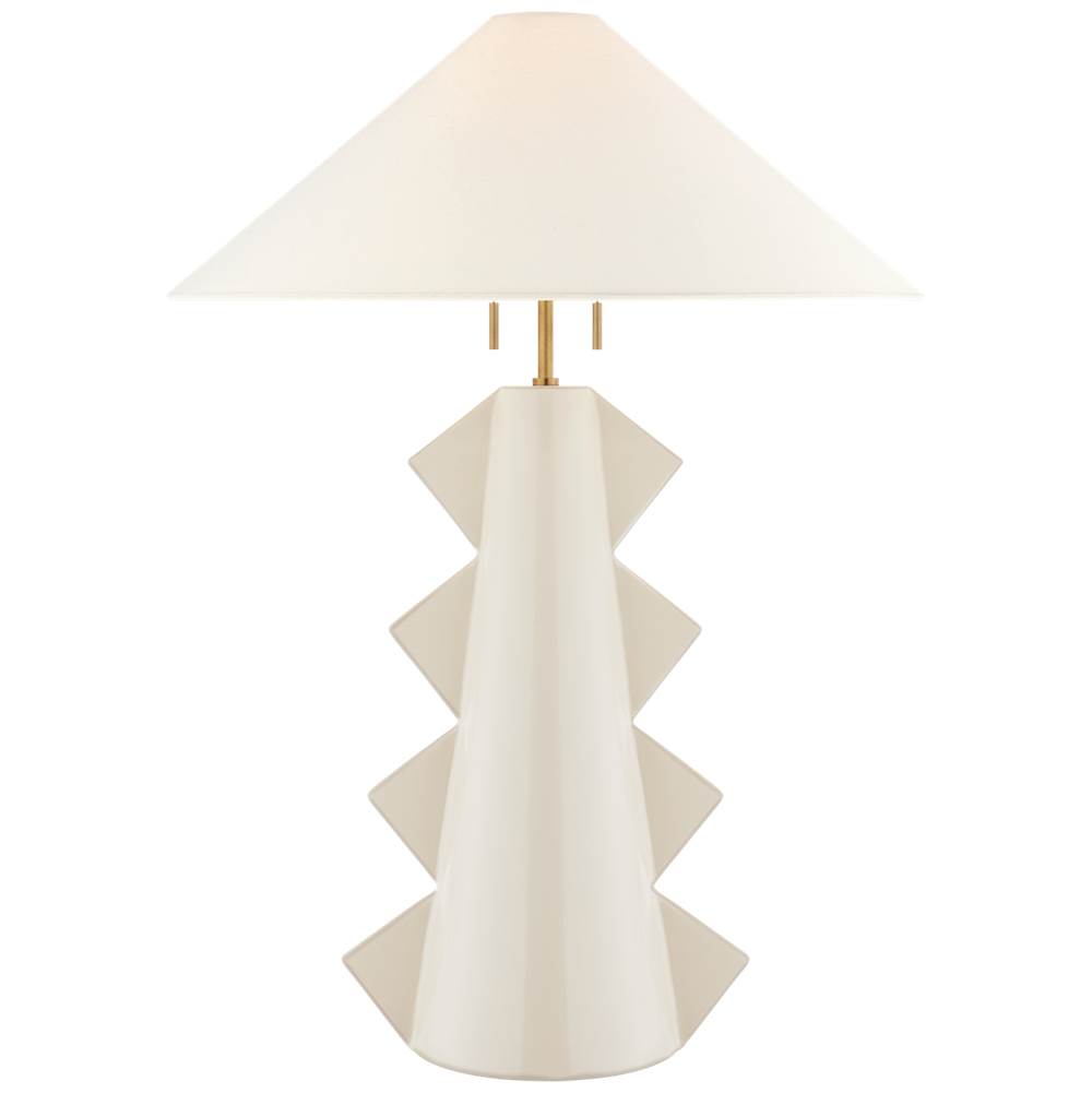 Visual Comfort Signature Collection Senso Large Table Lamp in Ivory with Linen Shade