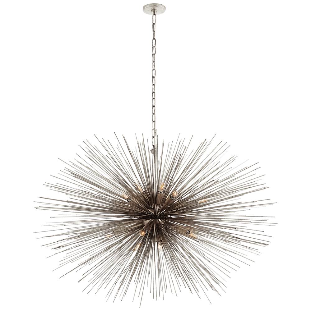 Visual Comfort Signature Collection Strada Large Oval Chandelier in Burnished Silver Leaf