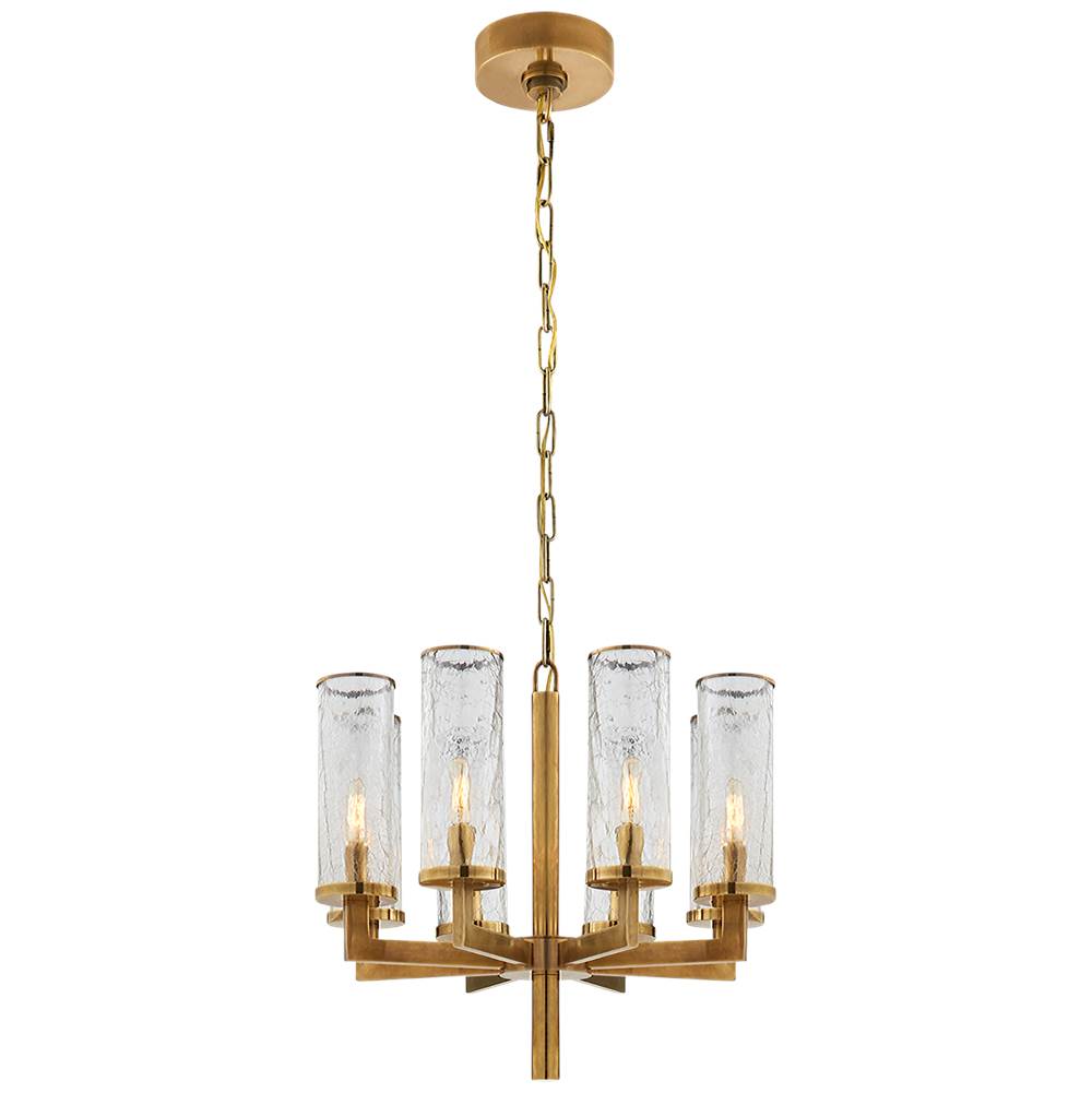 Visual Comfort Signature Collection Liaison Single Tier Chandelier in Antique-Burnished Brass with Crackle Glass