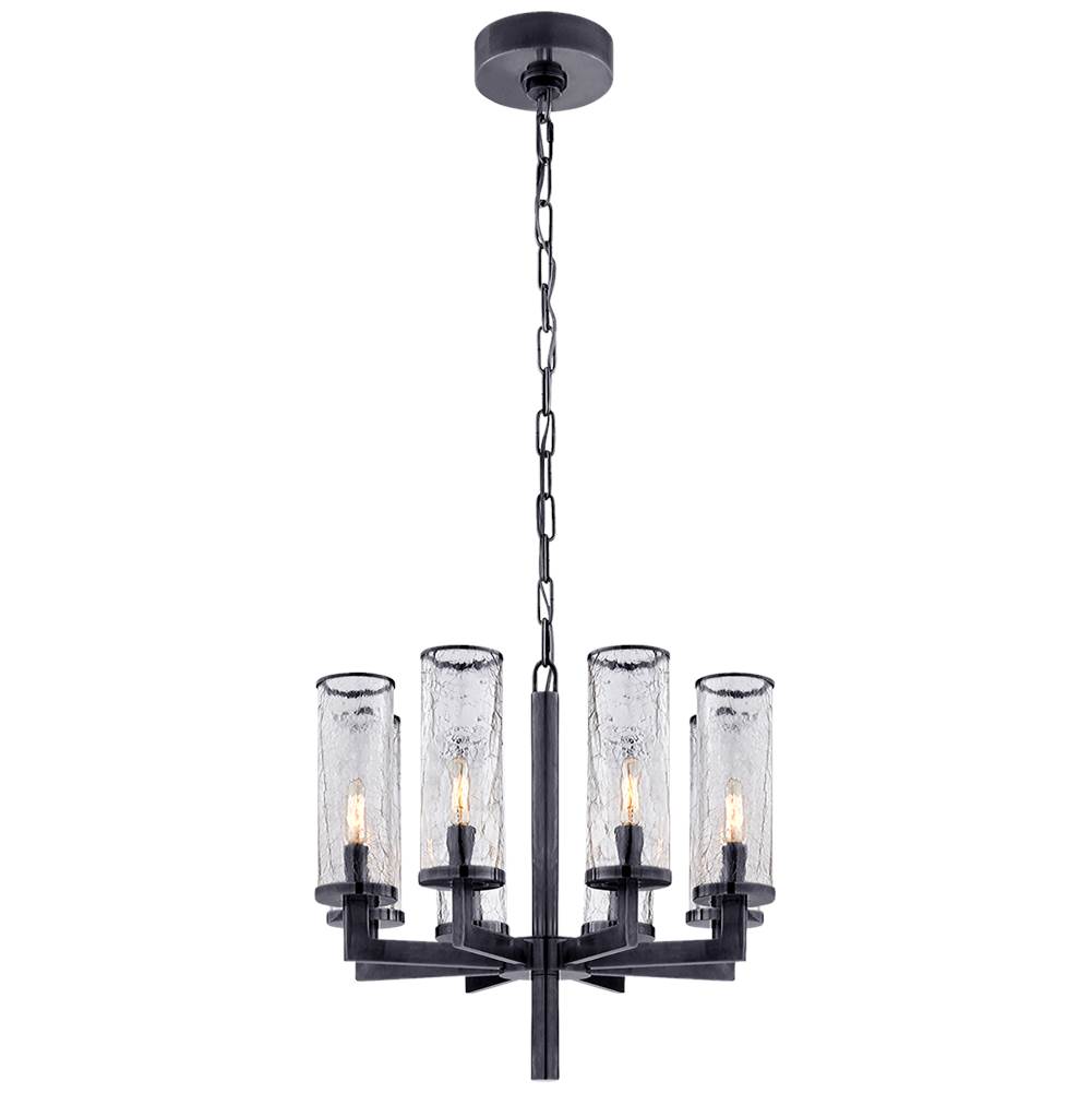 Visual Comfort Signature Collection Liaison Single Tier Chandelier in Bronze with Crackle Glass