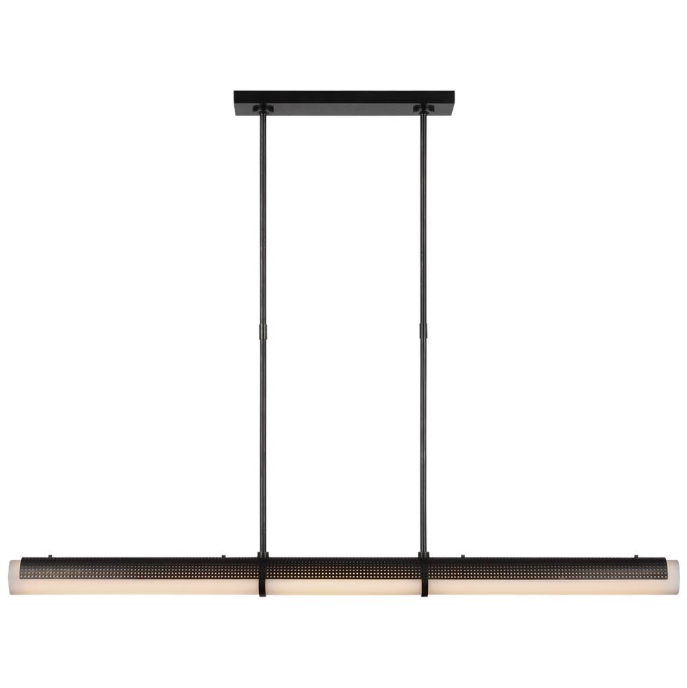 Visual Comfort Signature Collection Precision Large Linear Chandelier in Bronze with White Glass