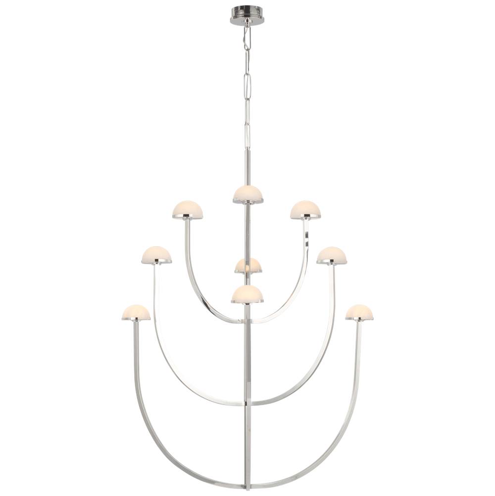 Visual Comfort Signature Collection Pedra X-Large Three-Tier Chandelier in Polished Nickel with Alabaster