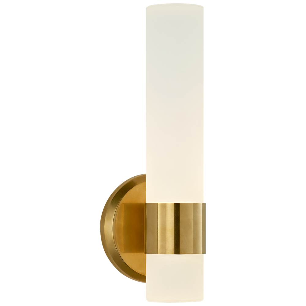 Visual Comfort Signature Collection Barton Single Arm Sconce in Natural Brass with Etched Crystal