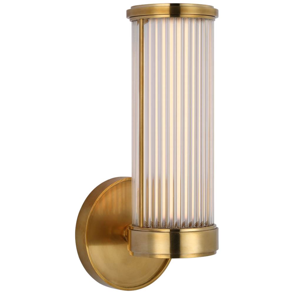 Visual Comfort Signature Collection Ranier Single Bath Light in Natural Brass with Clear Glass Rods