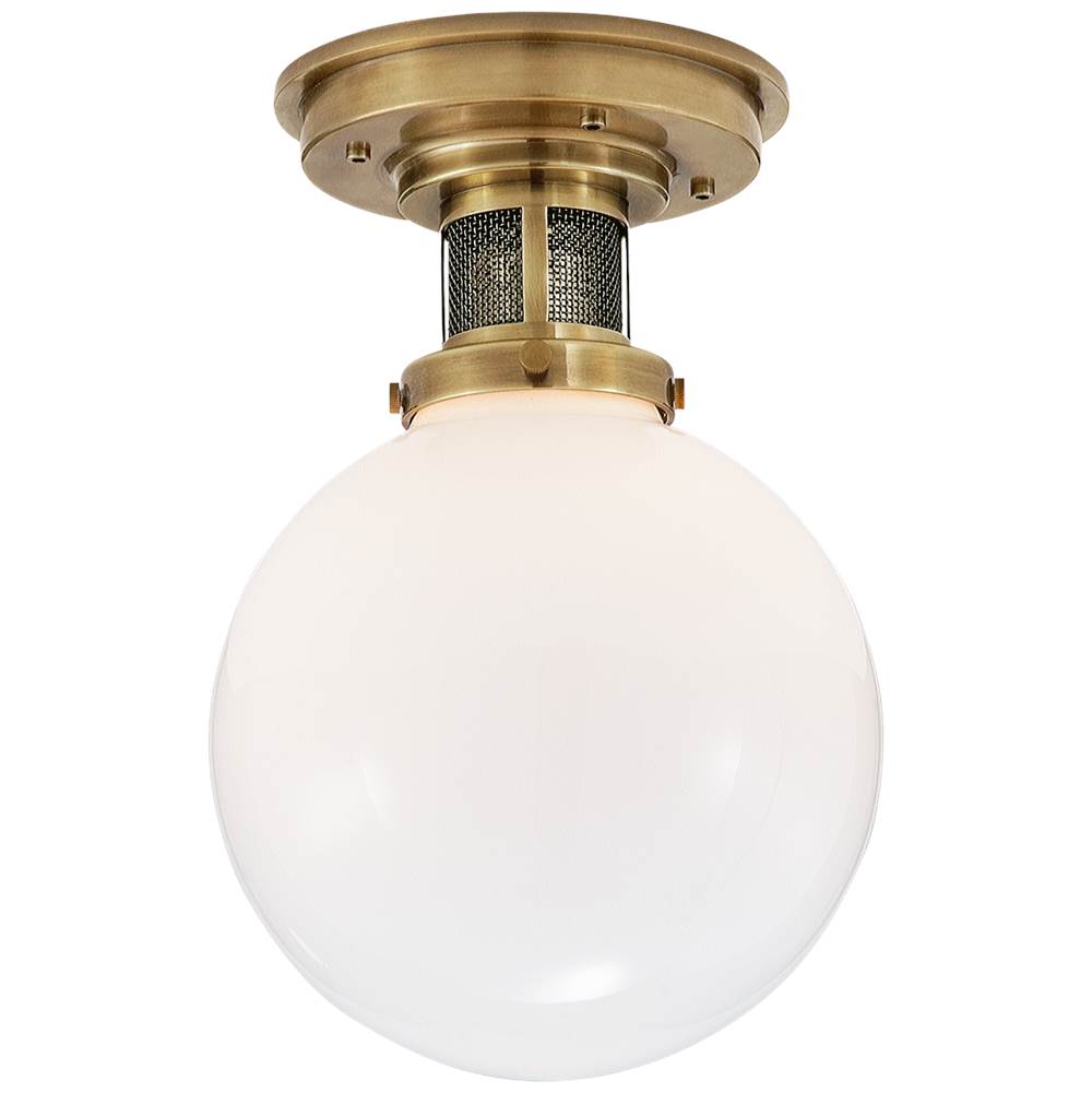 Visual Comfort Signature Collection McCarren Small Flush Mount in Natural Brass with White Glass