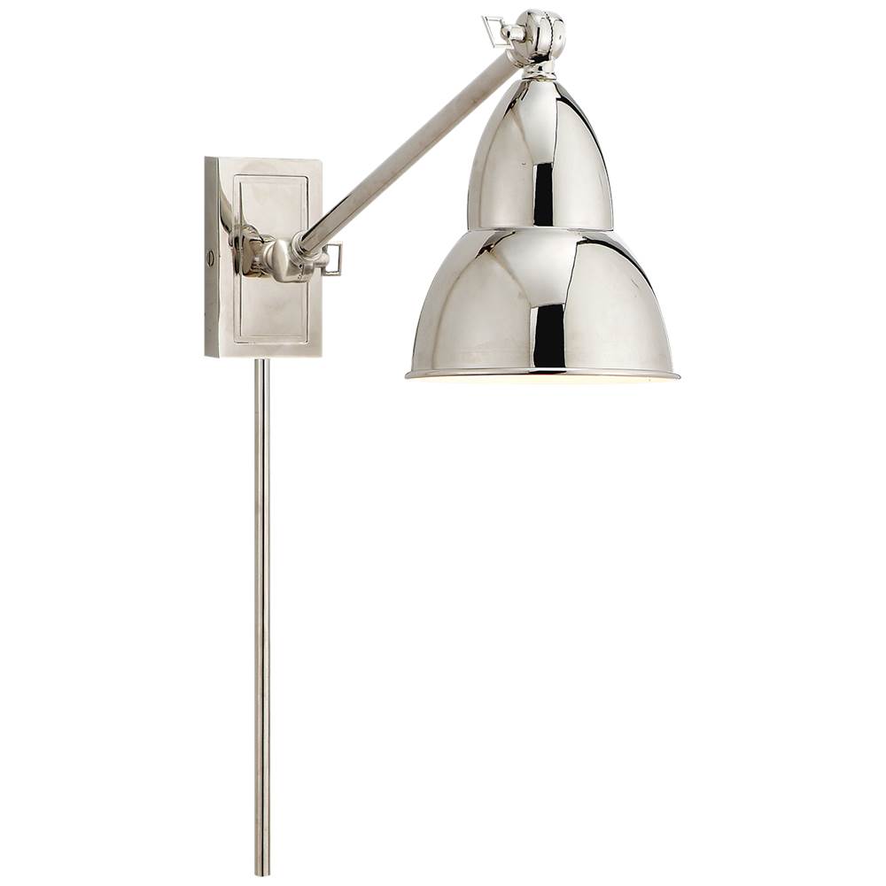 Visual Comfort Signature Collection French Library Single Arm Wall Lamp in Polished Nickel