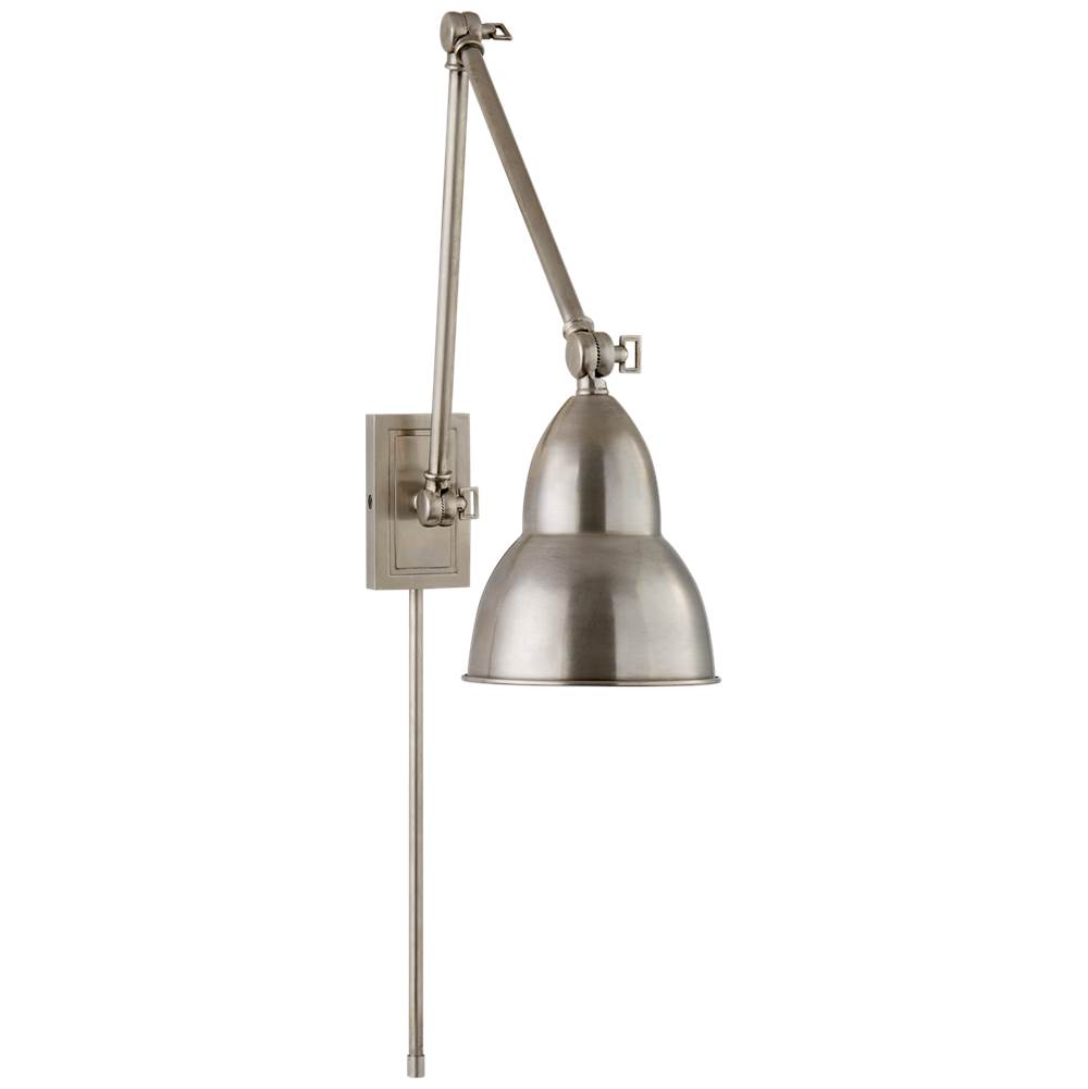 Visual Comfort Signature Collection French Library Double Arm Wall Lamp in Antique Nickel