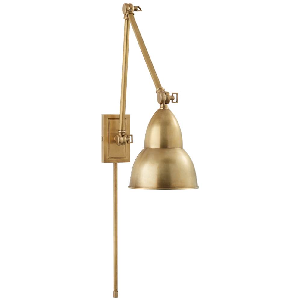 Visual Comfort Signature Collection French Library Double Arm Wall Lamp in Hand-Rubbed Antique Brass