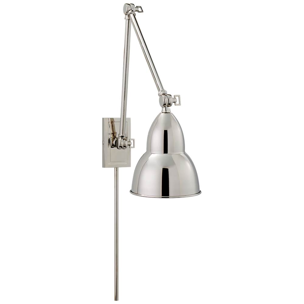 Visual Comfort Signature Collection French Library Double Arm Wall Lamp in Polished Nickel