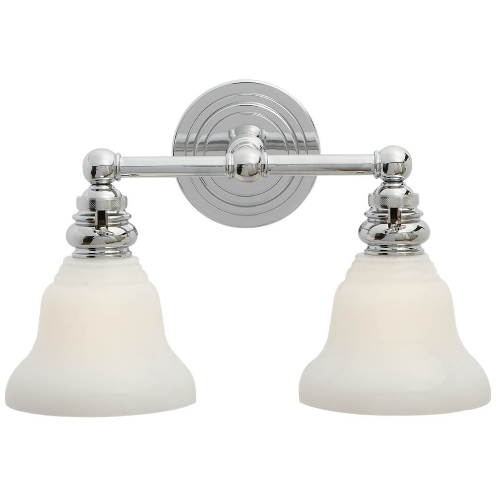 Visual Comfort Signature Collection Boston Functional Double Light in Chrome with White Glass