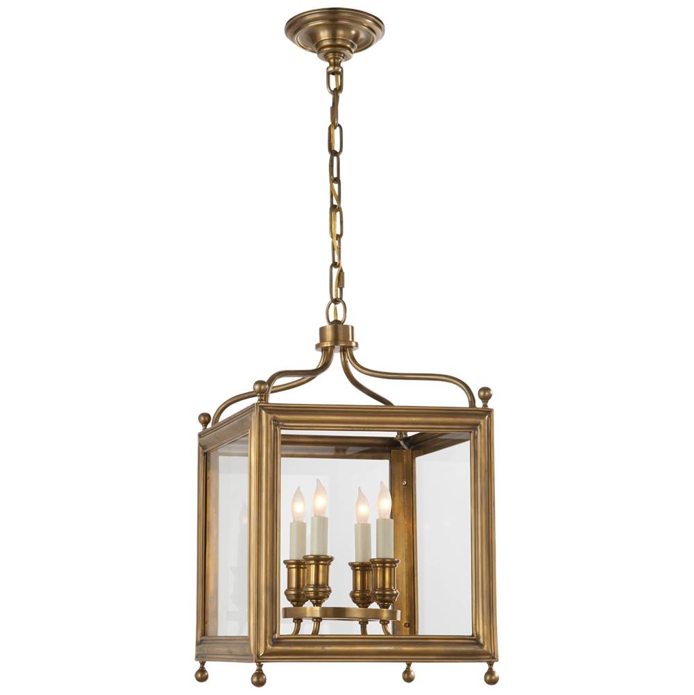 Visual Comfort Signature Collection Greggory Small Lantern in Hand-Rubbed Antique Brass