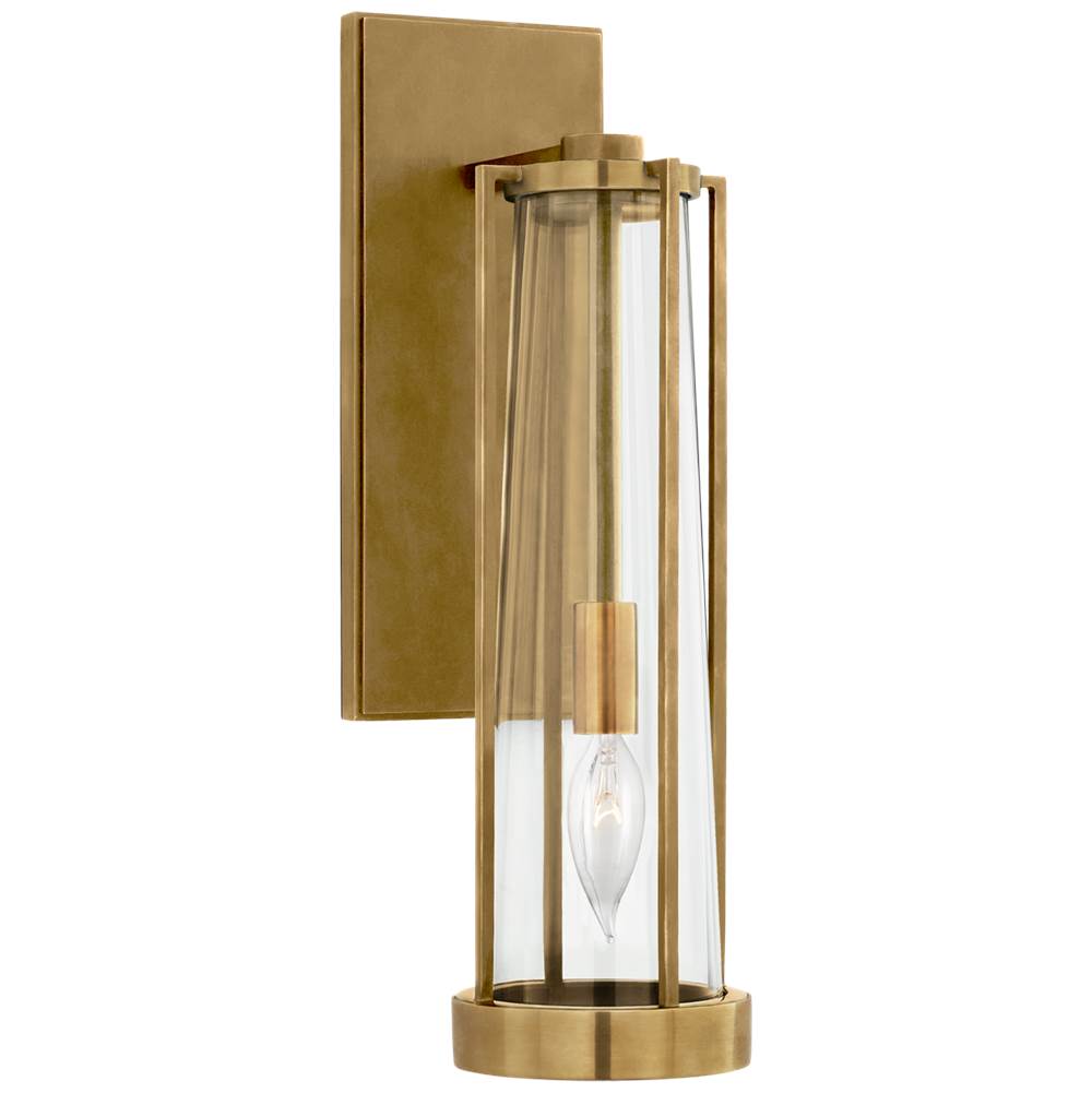Visual Comfort Signature Collection Calix Bracketed Sconce in Hand-Rubbed Antique Brass with Clear Glass