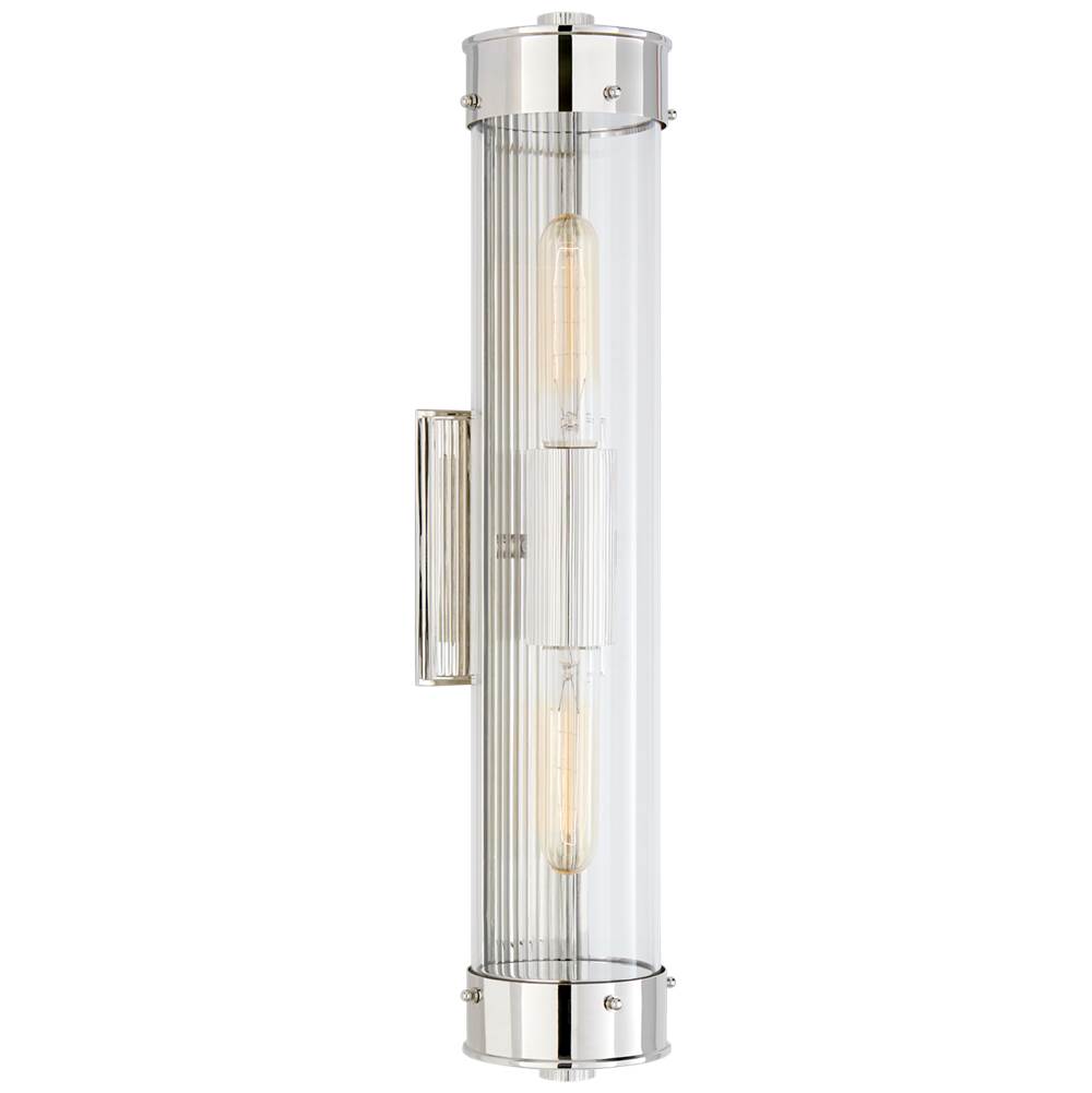 Visual Comfort Signature Collection Marais Linear Bath Sconce in Polished Nickel with Clear Glass