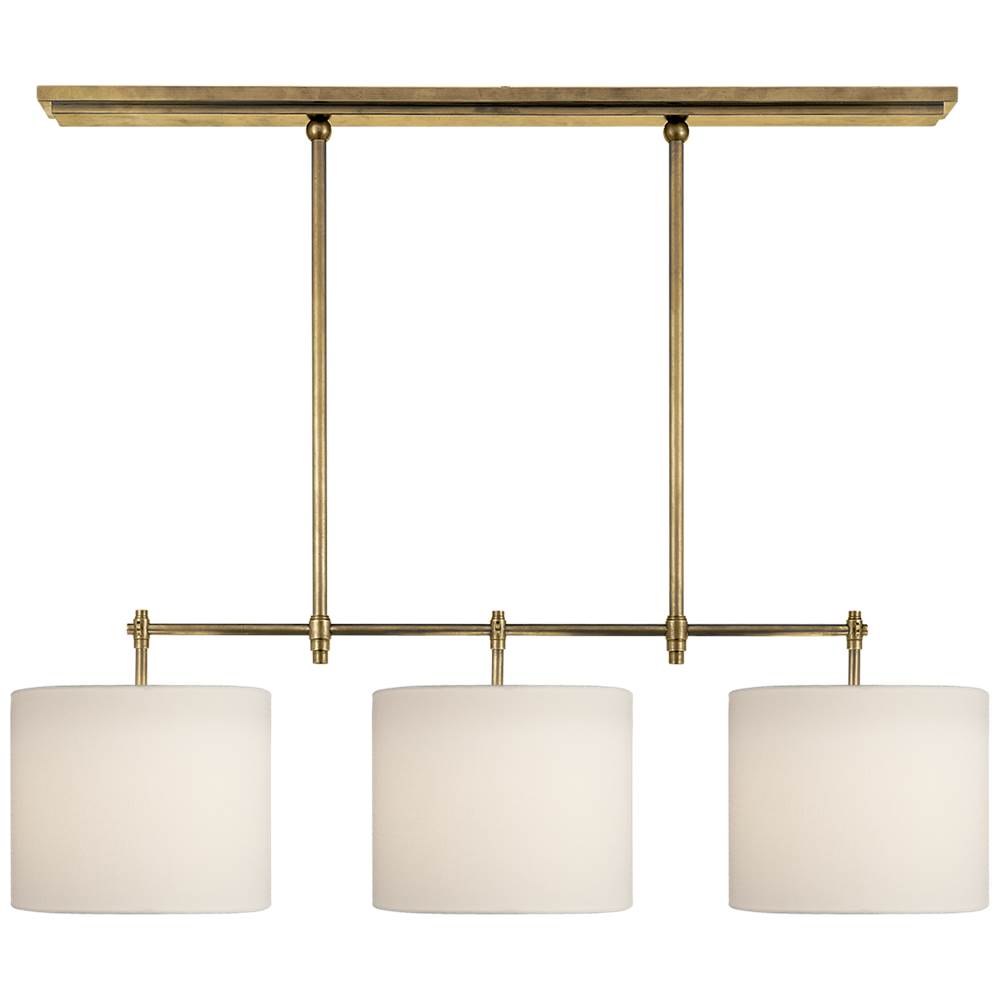 Visual Comfort Signature Collection Bryant Small Billiard in Hand-Rubbed Antique Brass with Linen Shades